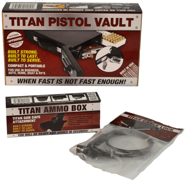 Titan Pistol Vault Bundle  Set,  Quick-Access Handgun Safes for cars & trucks CCW No. 1 Choice  LifeTime Warranty - Titan Security Products Inc